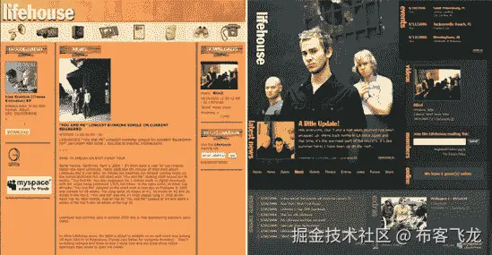 On the left, the original design, including blocks of template content in all three columns
