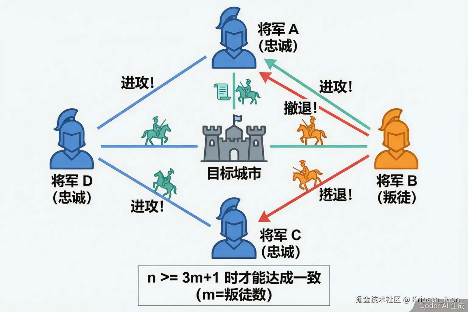 拜占庭将军问题示意图