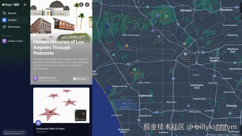 A screenshot of Apple Maps