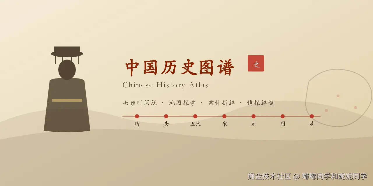 用原生 JS 做了一个中国历史帝皇梳理的可视化站（7 朝 77 帝 + Leaflet 地图）