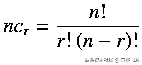 n{c}_r=\frac{n!}{r!\left(n-r\right)!}