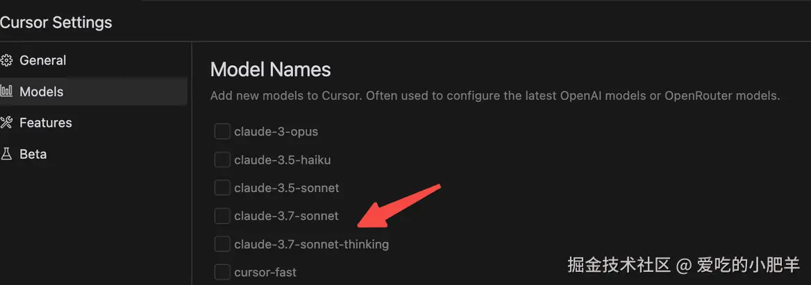 Cursor使用Claude 3.7页面