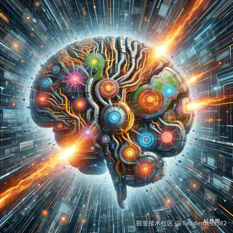 概念化的自适应安全中枢系统，显示神经网络不断吸收全球攻击数据并生成防护策略的动态过程