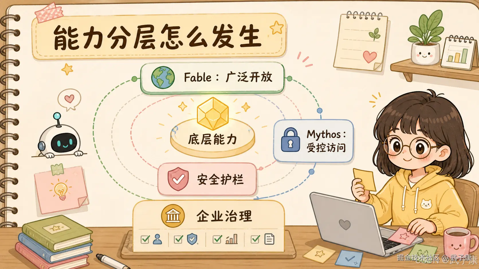 能力分层怎么发生：Fable 5 广泛开放，Mythos 5 受控访问，底层能力 + 安全护栏 + 企业治理共同构成能力分层