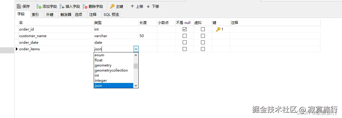 json字段类型