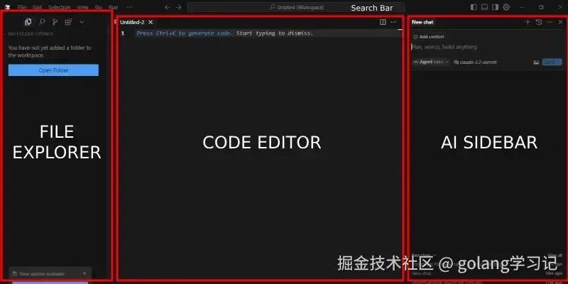 Cursor AI 代码编辑器界面
