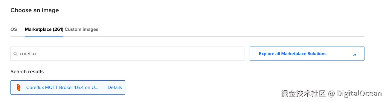 从 Marketplace 选择 Coreflux