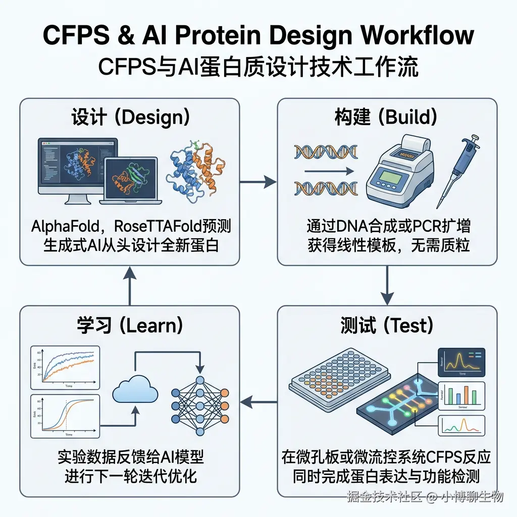CFPS与AI蛋白质设计技术工作流
