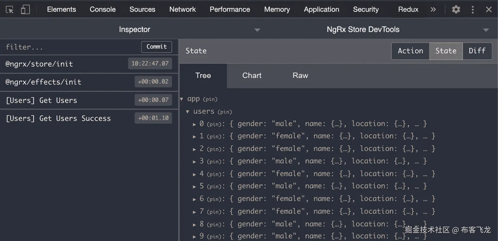 图 6.15 - 在 GET_USERS_SUCCESS 动作后包含用户的应用程序状态
