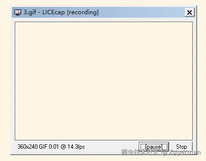 录制中的 LICEcap 界面截图