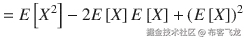 = E\left[{X}²\right]-2 E\left[ X\right] E\left[ X\right]+{\left( E\left[ X\right]\right)}²