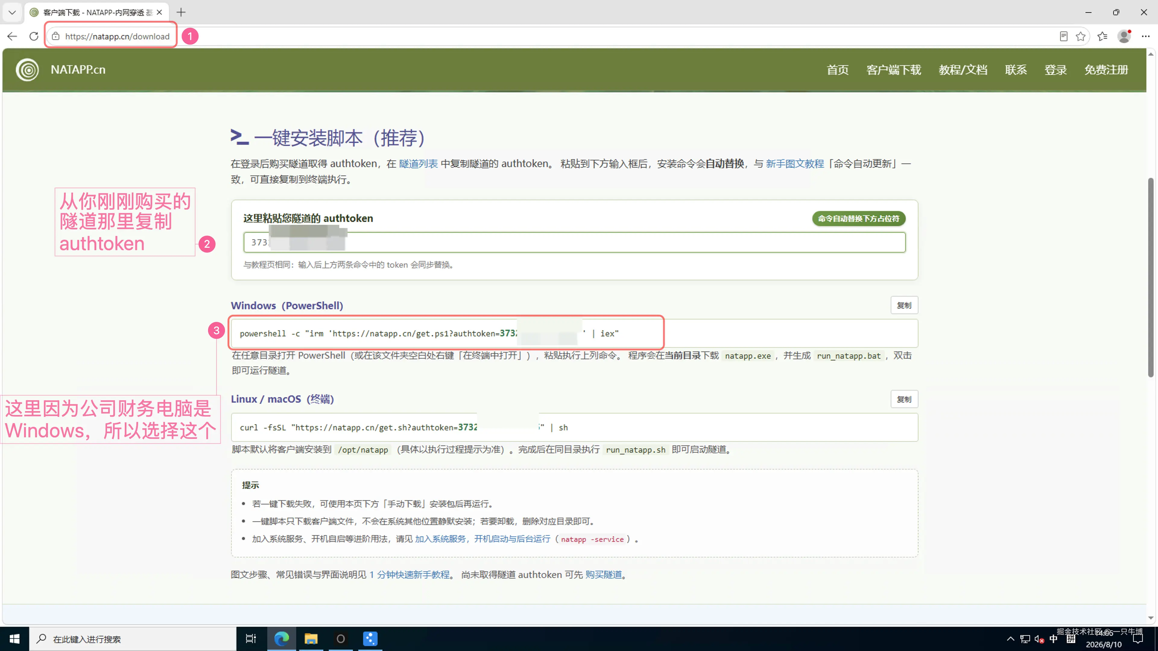 下载 Windows 版 Natapp 客户端