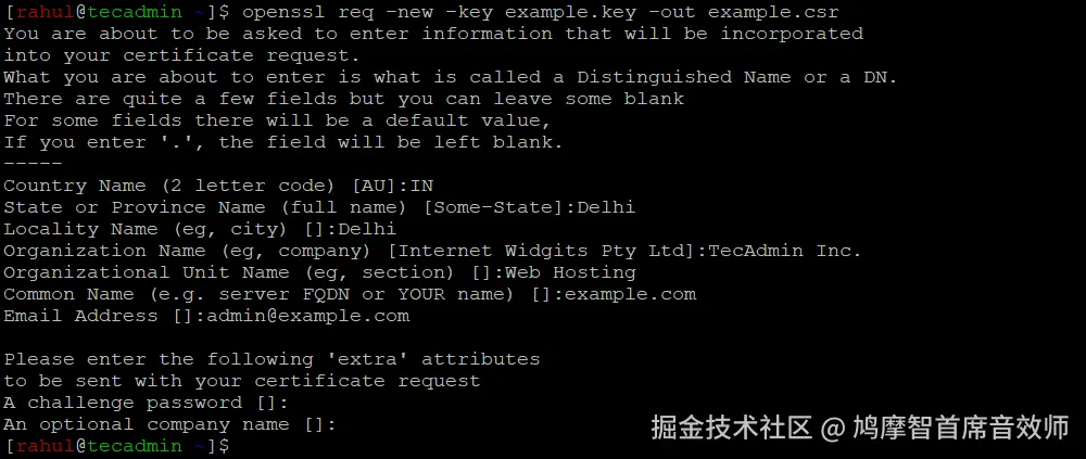 Generate CSR for Self-Signed SSL