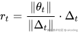 r_t = \frac{| \theta_t |}{| \Delta_t |} \cdot \Delta_t