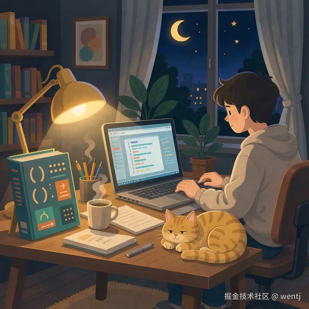扁平插画风_夜晚台灯下程序员学习场景_暖黄台灯照亮书桌_桌上_2026-08-25T06-58-09.png