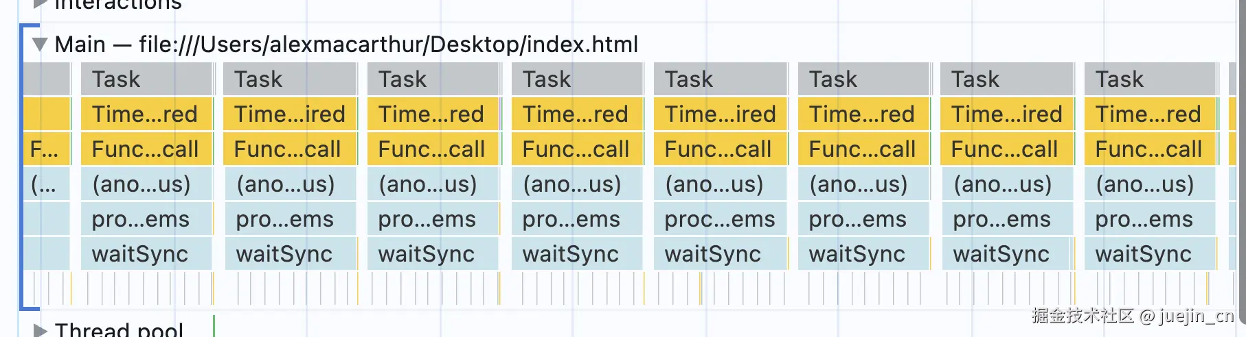 使用 setTimeout 和递归的火焰图