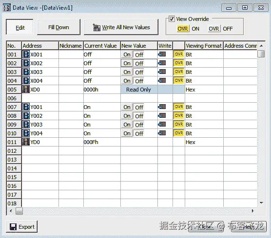 图 8.43 – Y001-Y004 全部开启