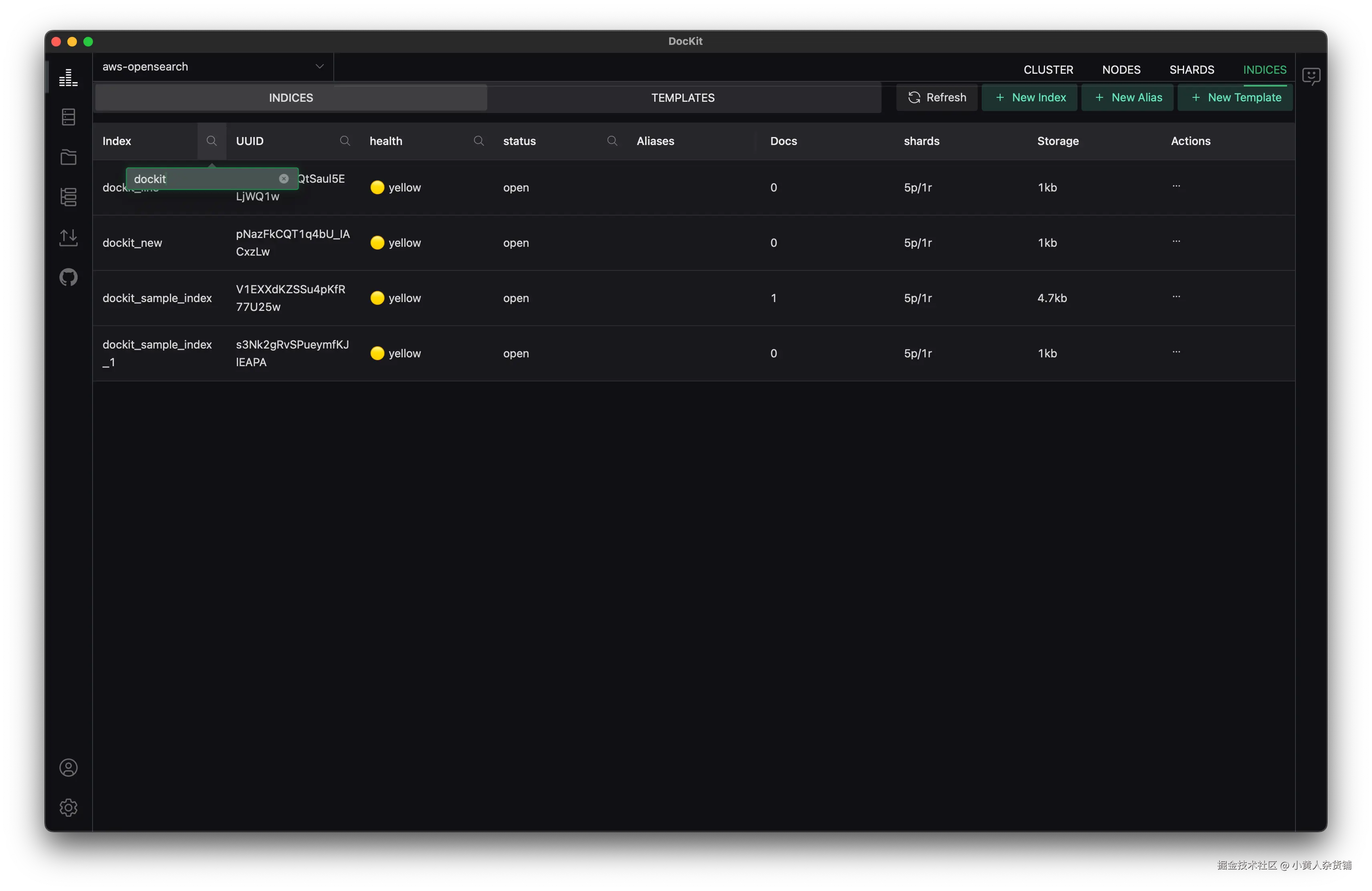 DocKit集群索引监控