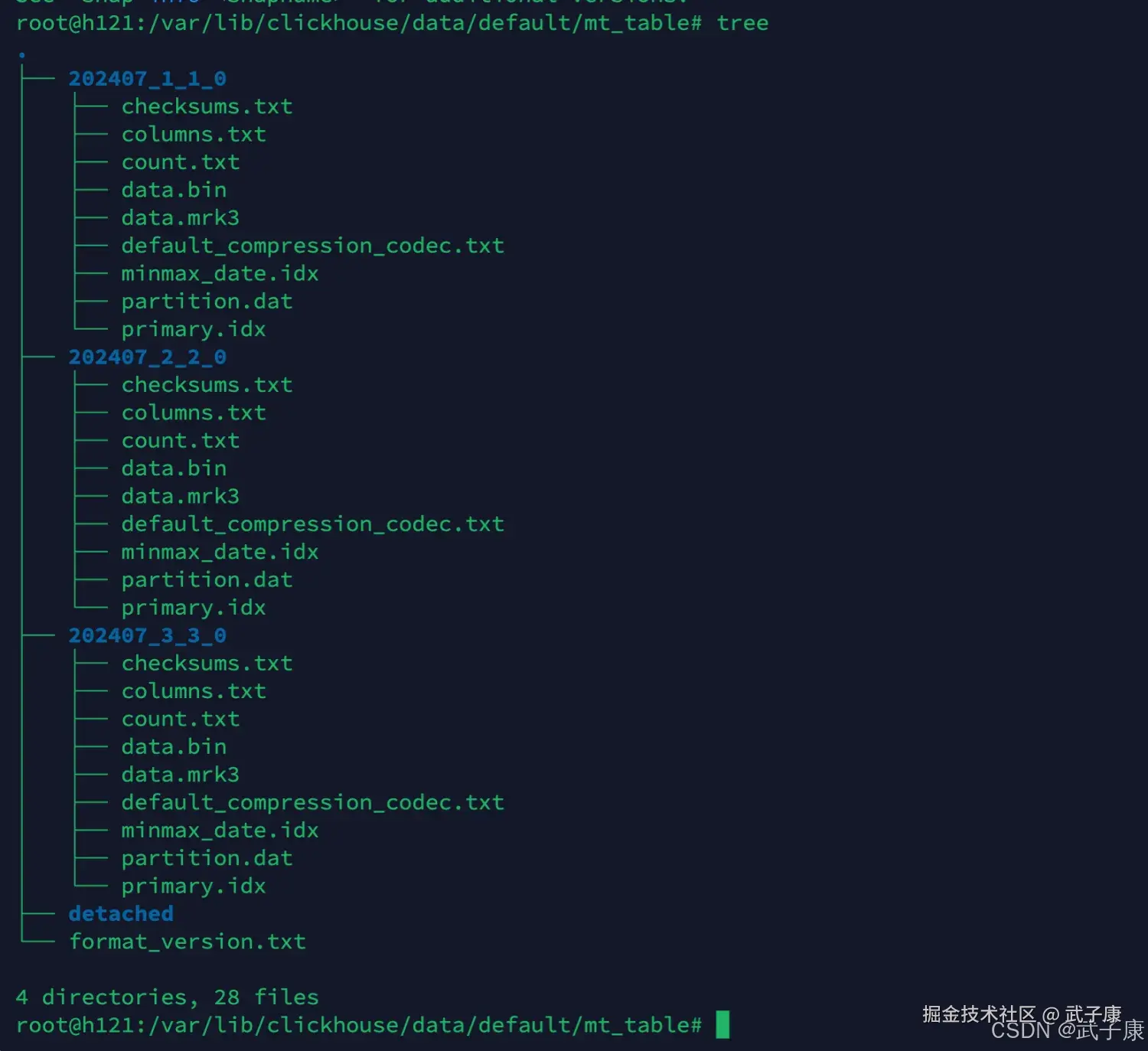 ClickHouse MergeTree 引擎 数据目录结构