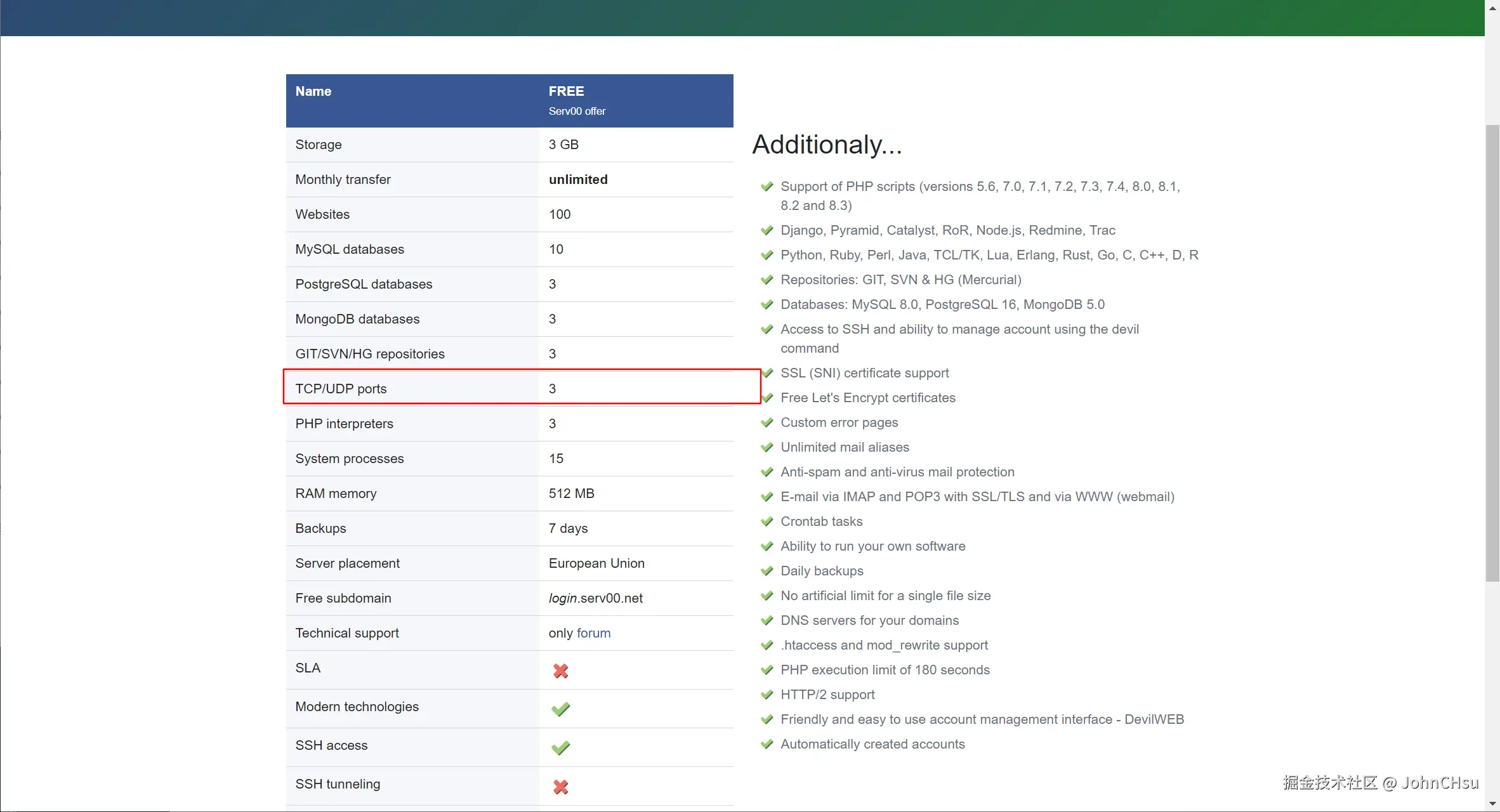 免费十年云主机serv00