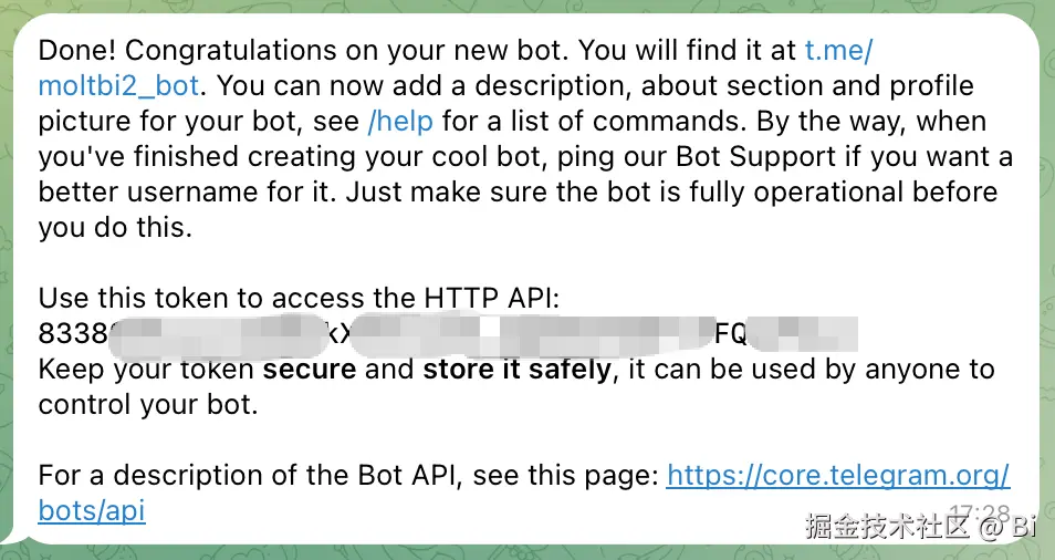 Telegram HTTP API Key 提示