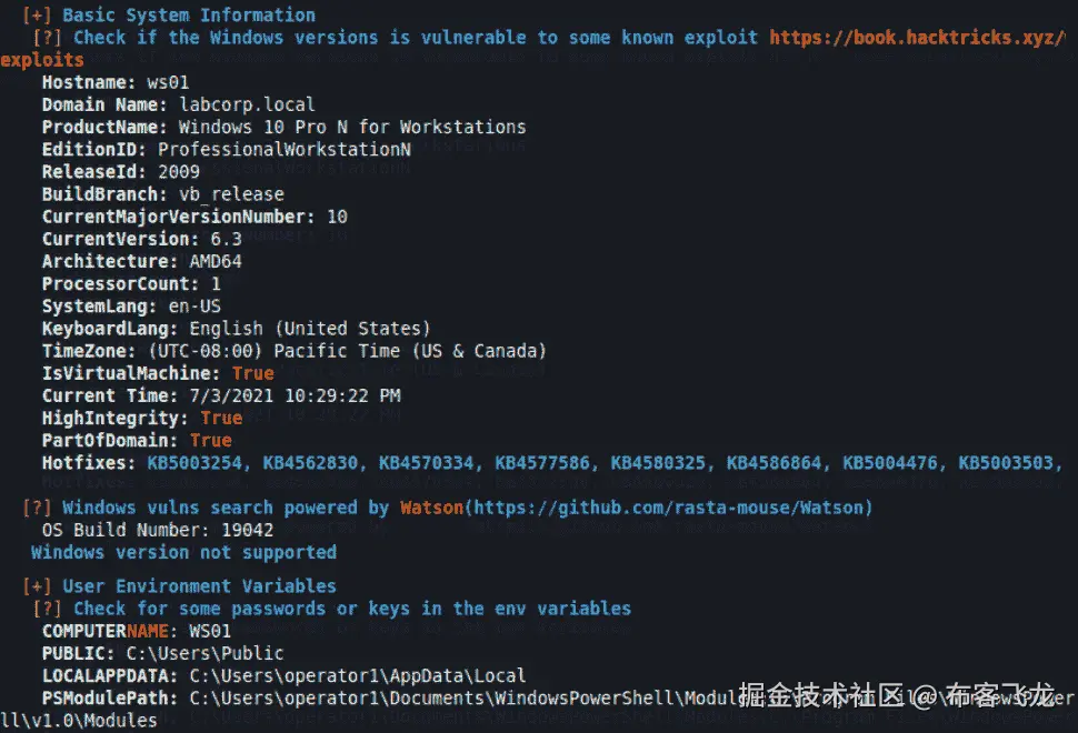 图 13.5 – WinPEAS 基础扫描