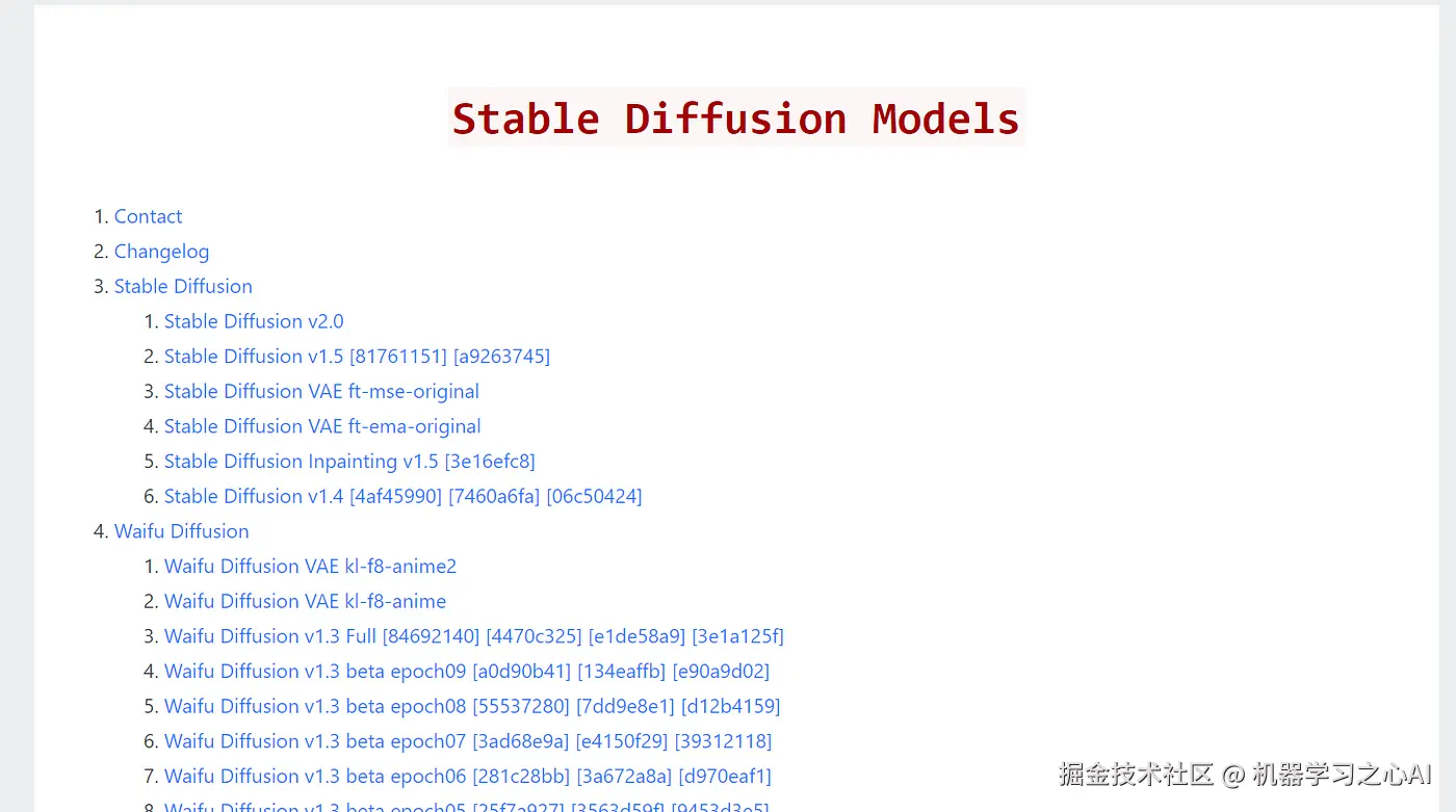 stable diffusion list of models on Rentry
