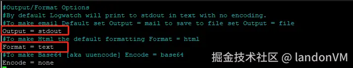 选择 stdout 作为输出选项
