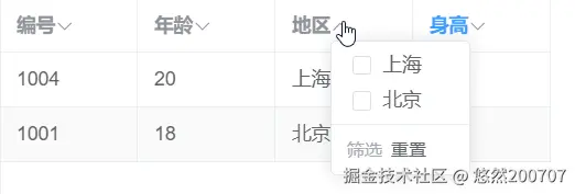 地区的筛选列表根据数据联动