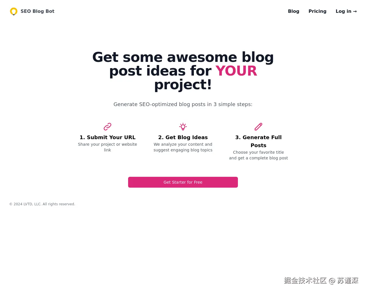 Show HN: 为你的初创企业提供免费的博客文章创意生成器 - 项目截图