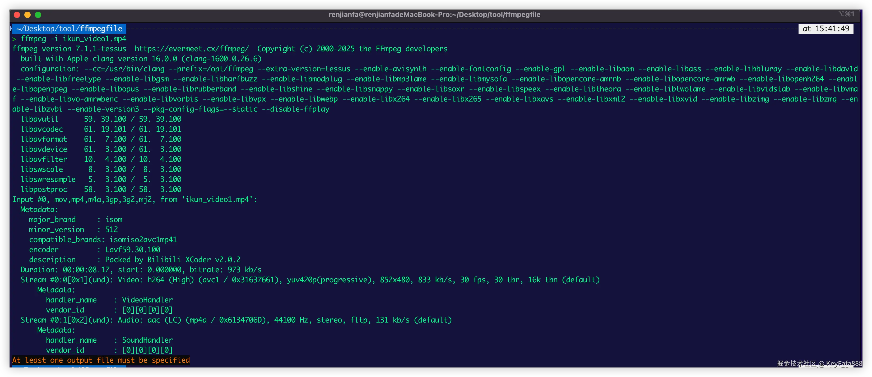 使用 FFmpeg 获取媒体文件的信息输出图
