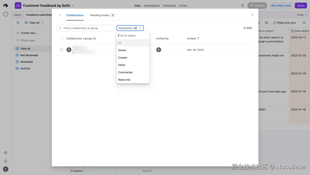 Airtable’s permission system
