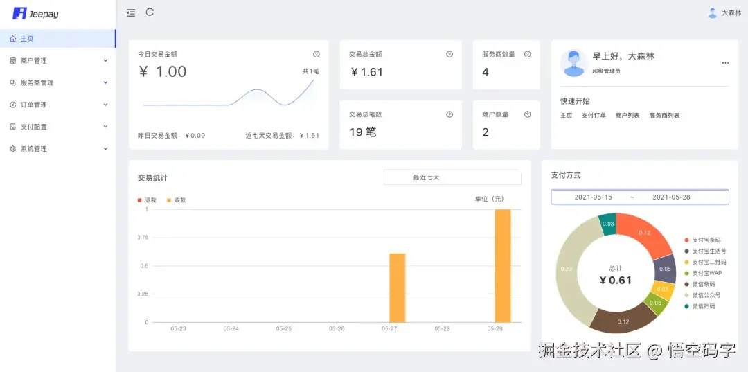 Jeepay演示界面