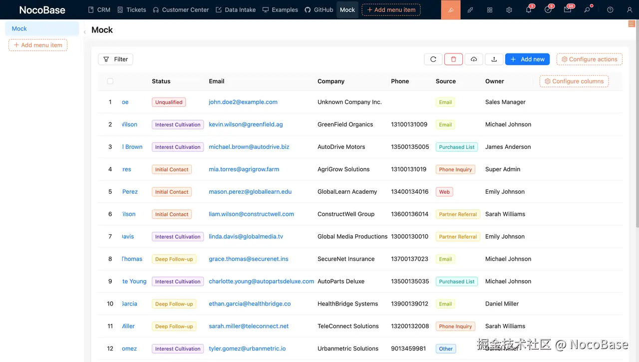 NocoBase in edit mode