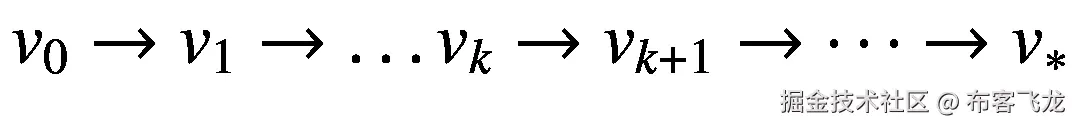 {v}_0\to {v}_1\to \dots {v}_k\to {v}_{k+1}\to \dots \to {v}_{\ast }