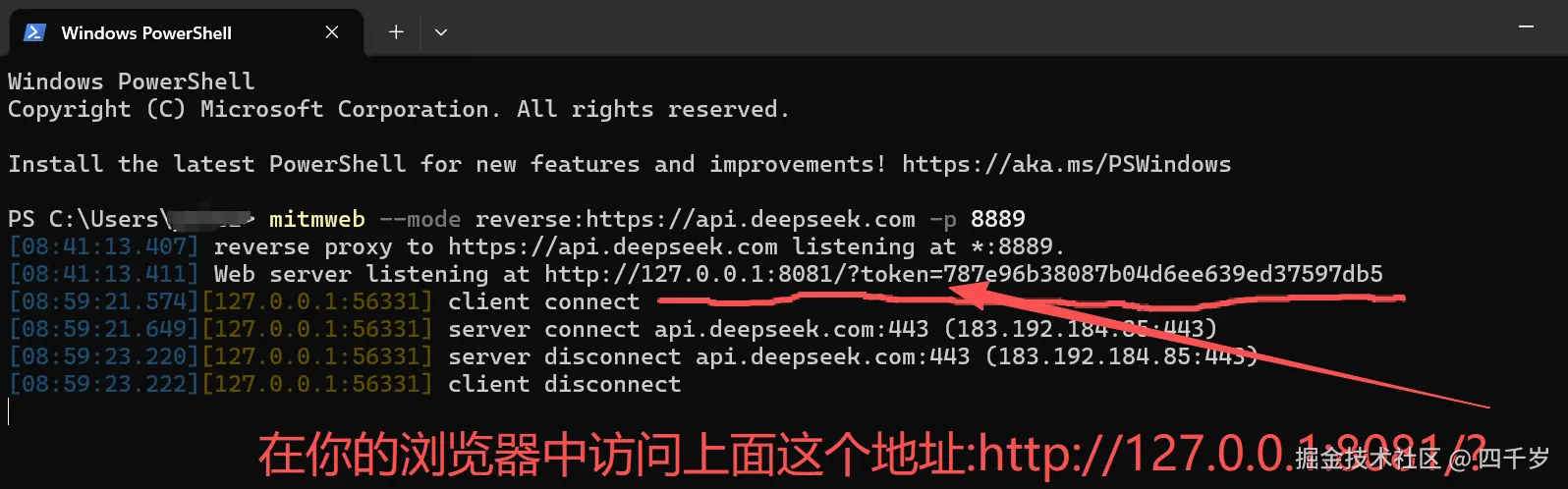 在你的浏览器中访问mitmweb命令给你的监控地址