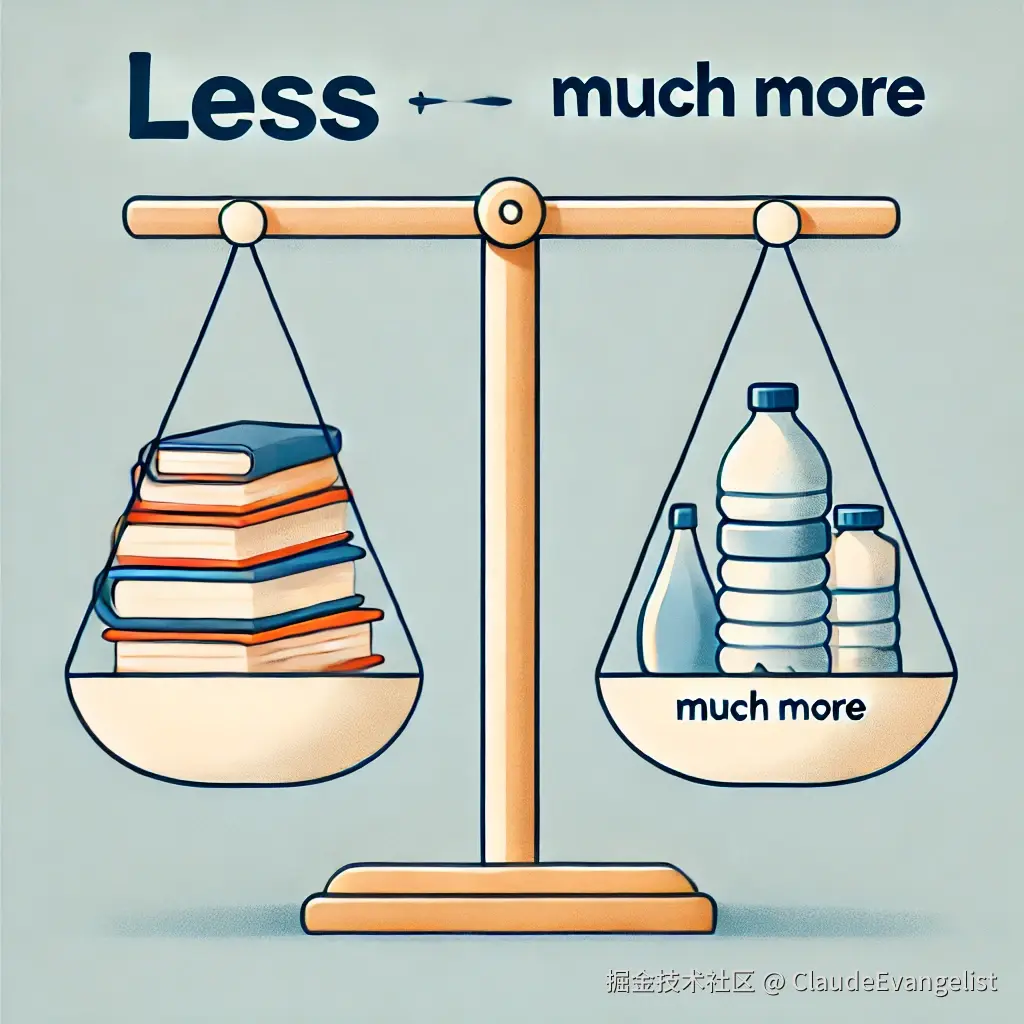 DALL·E 2024-10-20 18.44.36 - A clear and simple illustration showing the concept of 'much more' in English grammar. The image features a scale with one side labeled 'less' and the.webp