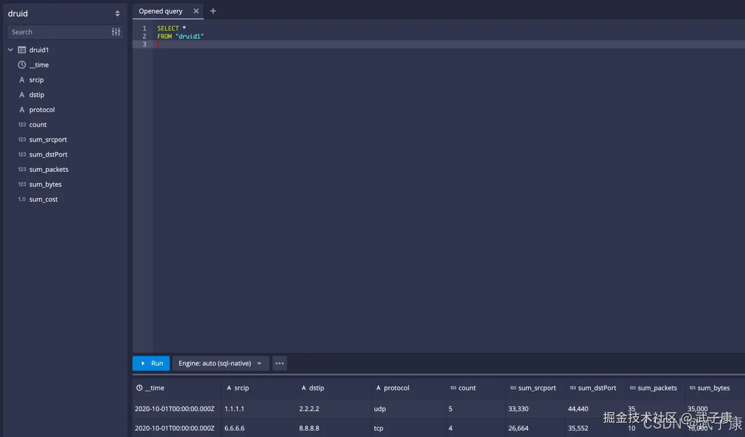 Druid 执行 SQL