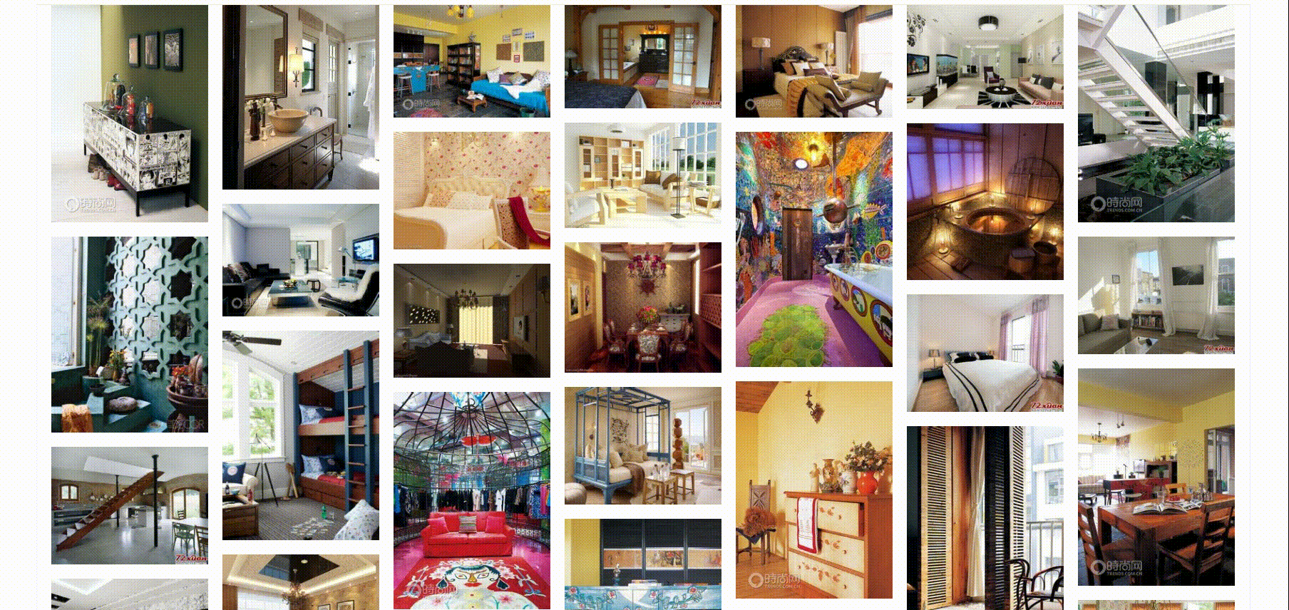 JS 实现图片瀑布流布局.gif