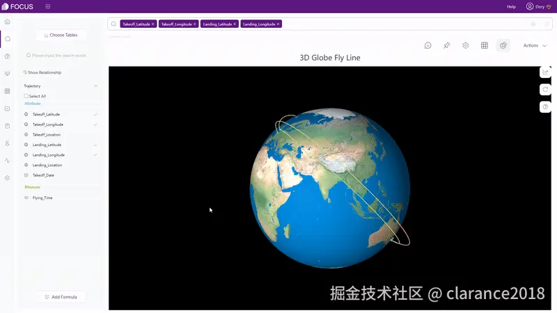 GIF 图 2 - 34 3D 地球飞行线