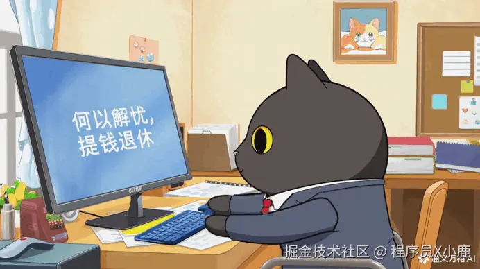 通义万相2.1测试-猫咪何以退休卡通版.gif