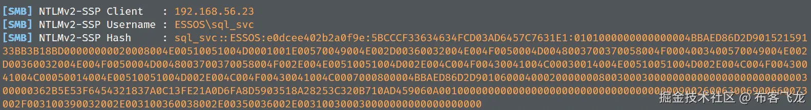 图 9.9 – 已捕获 sql_svc 的 NTLMv2 挑战