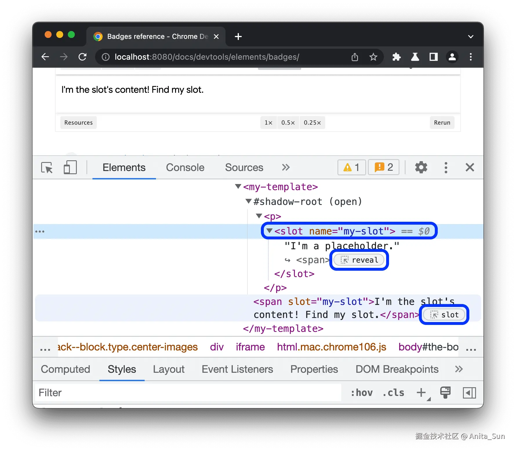 槽位和显示标记。