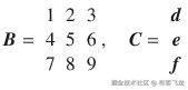 \boldsymbol{B}=\begin{array}{ccc}\hfill 1\hfill & \hfill 2\hfill & \hfill 3\hfill \\ {}\hfill 4\hfill & \hfill 5\hfill & \hfill 6\hfill \\ {}\hfill 7\hfill & \hfill 8\hfill & \hfill 9\hfill \end{array},\kern1em \boldsymbol{C} = \begin{array}{c}\hfill \boldsymbol{d}\hfill \\ {}\hfill \boldsymbol{e}\hfill \\ {}\hfill \boldsymbol{f}\hfill \end{array}