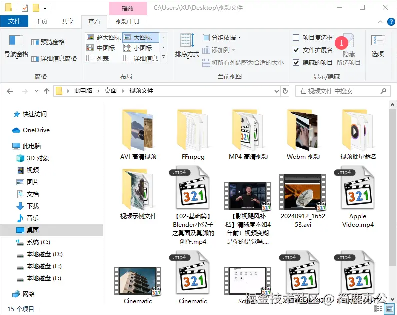 勾选文件扩展名