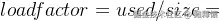 load factor= used /size