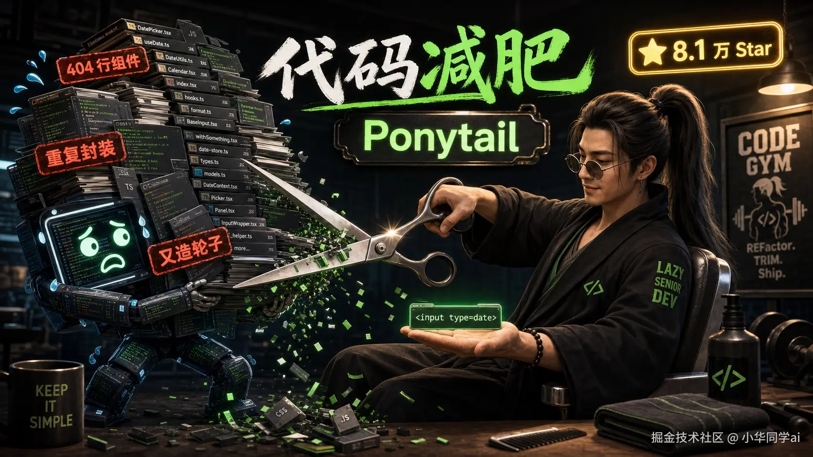 场景创作封面：Ponytail 代码减肥