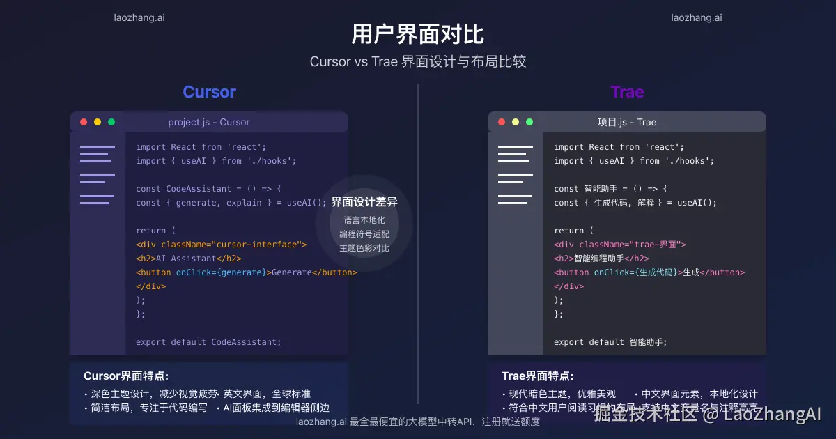 Cursor与Trae用户界面设计对比