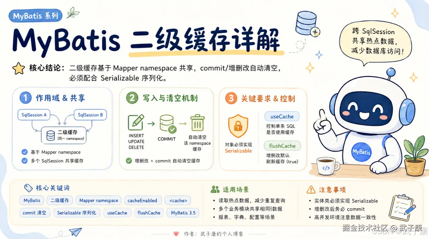 Java-12 深入浅出 MyBatis 二级缓存详解：跨 SqlSession 共享与失效机制